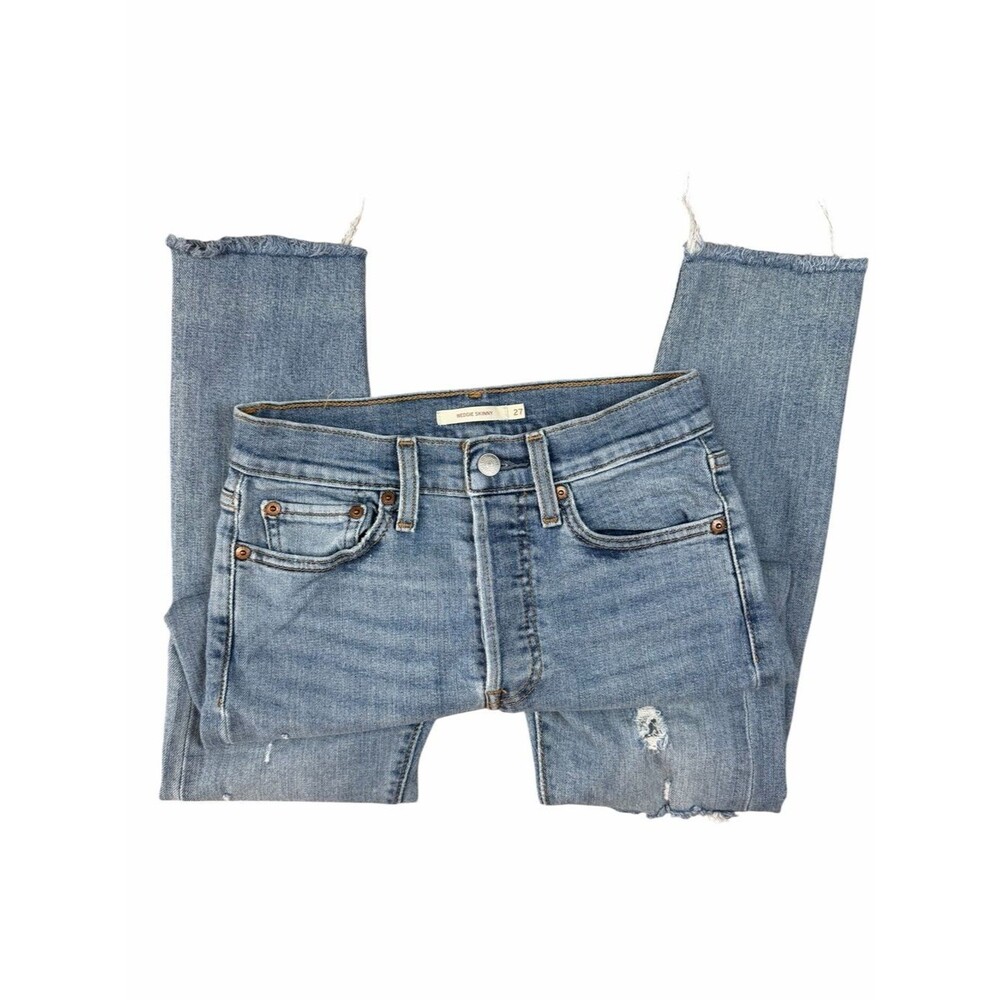 Levi’s Wedgie Skinny Distressed Raw Hem Jeans Size 27